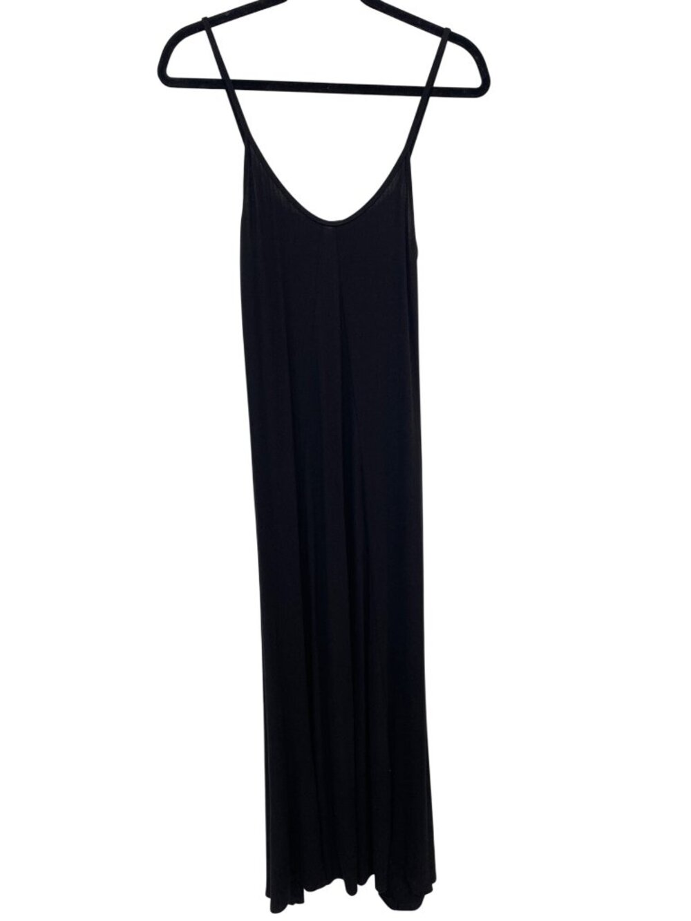 Loveappella Maxi Dress Petite Spaghetti Strap Sleeveless Scoop Neck Black Swing